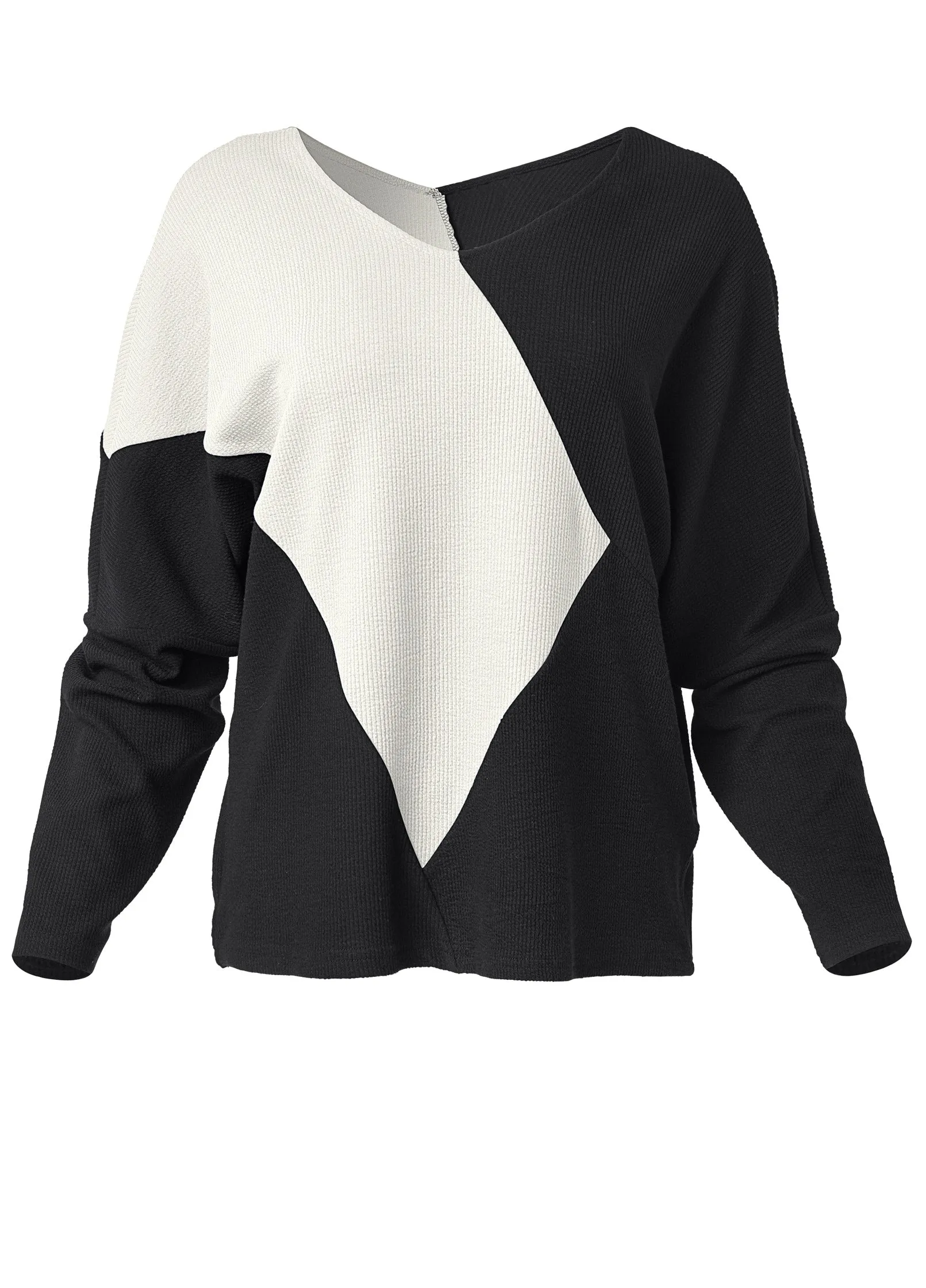 Color Block Oversized Top - Black & White