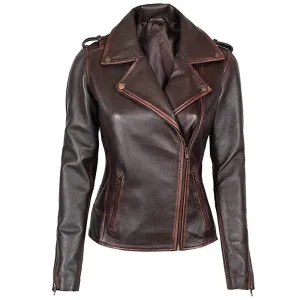 Colorado Womens Distressed Dark Brown Leather Jacket