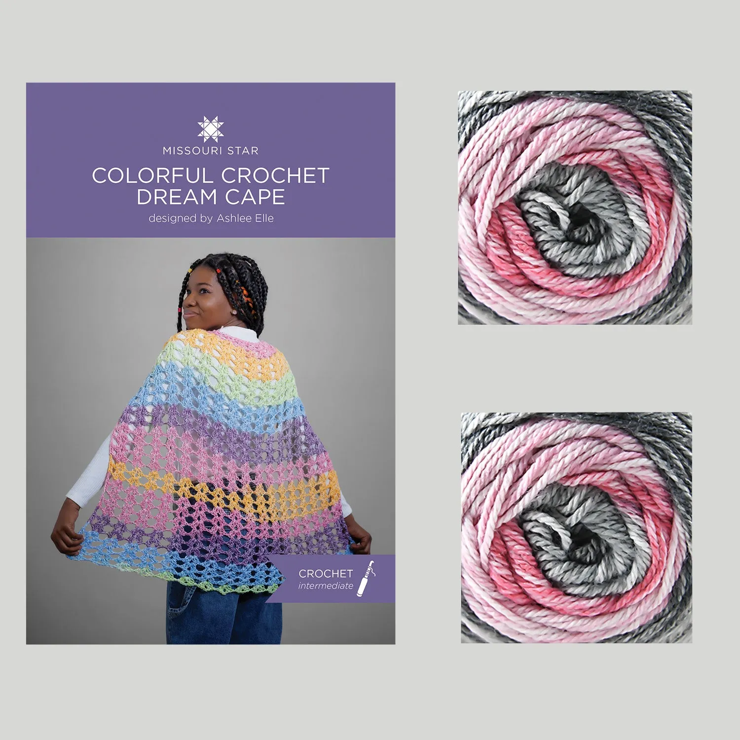 Colorful Crochet Dream Cape - Raspberry Smoke Crochet Kit