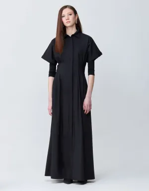 Cotton Poplin Button Down Tucked Seam Maxi Dress Shabbos Robe