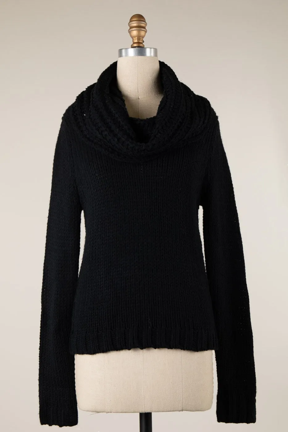 COWL NECK CABLE KNIT SWEATER 1 PACK