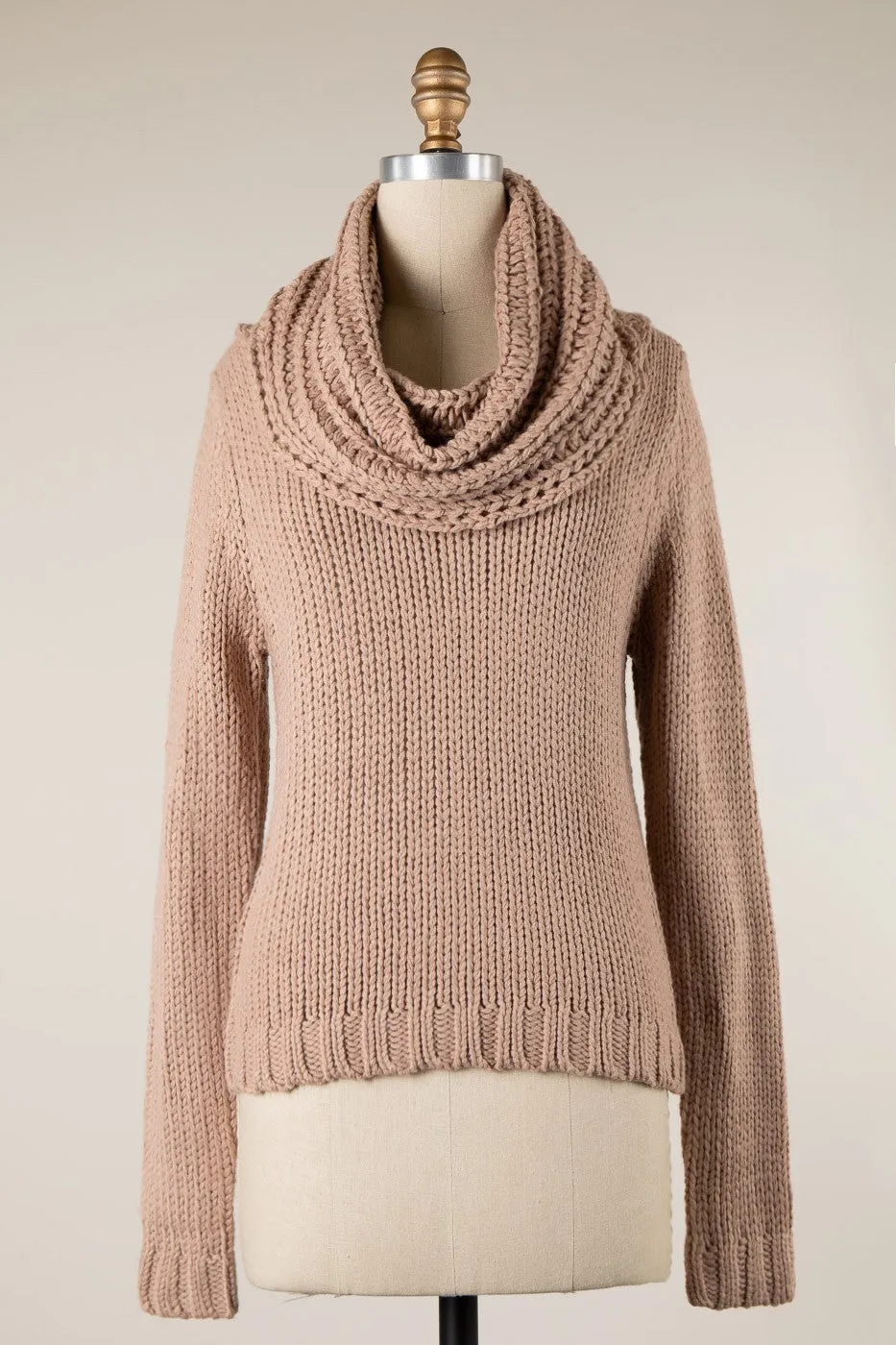 COWL NECK CABLE KNIT SWEATER 1 PACK