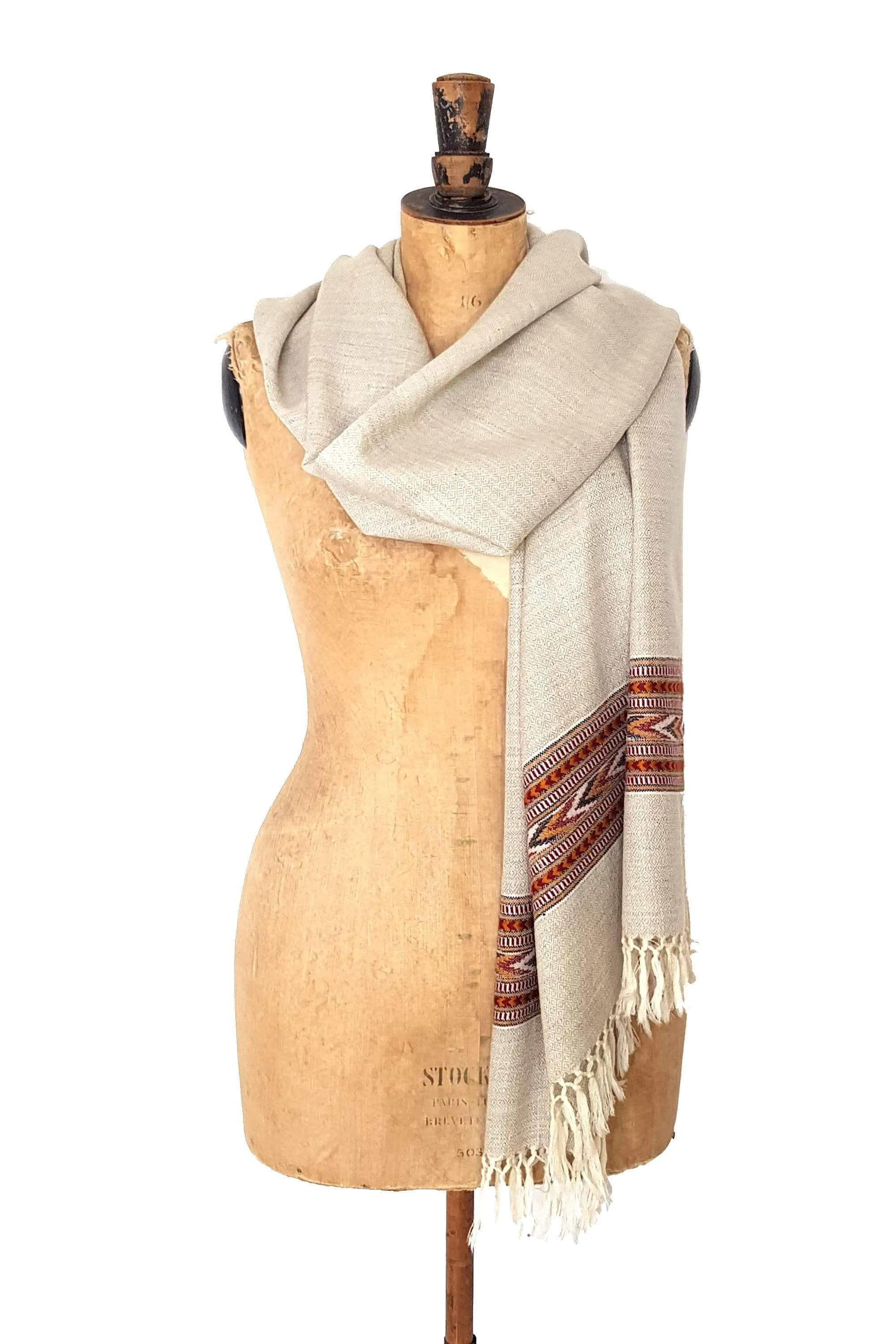 Cream Kulla Handwoven Scarf