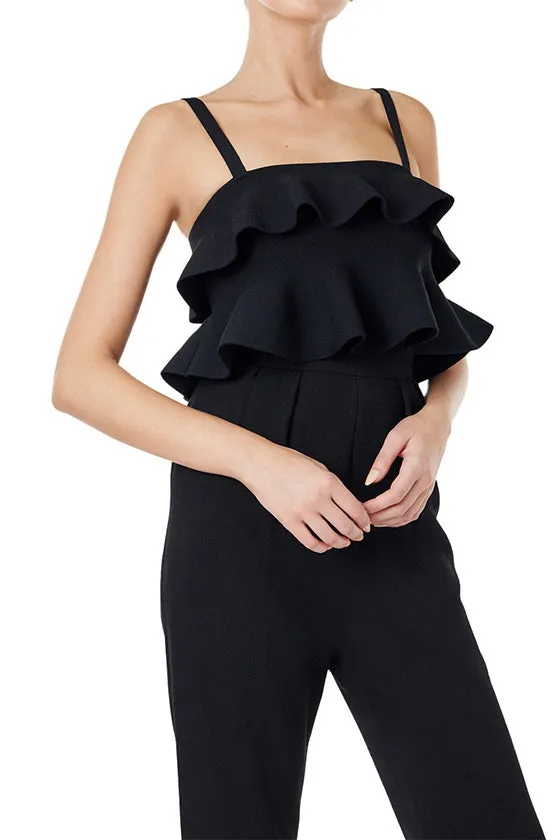 Cropped Ruffle Knit Top