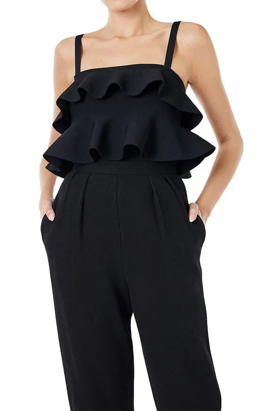 Cropped Ruffle Knit Top