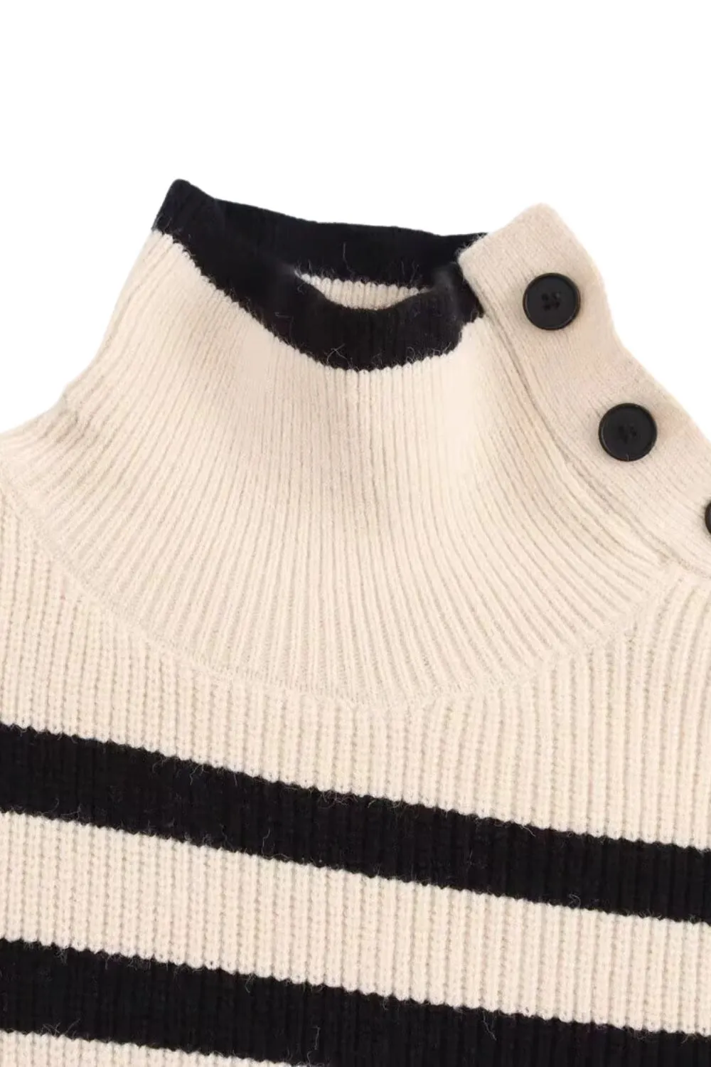 'Dagmar' High-Neck Striped Knit Sweater