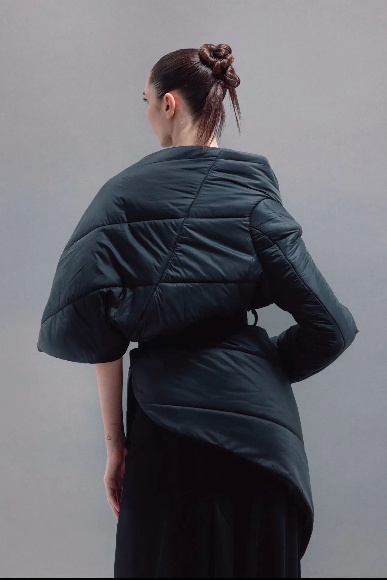 Deconstructed Padded One Sleeve Cape