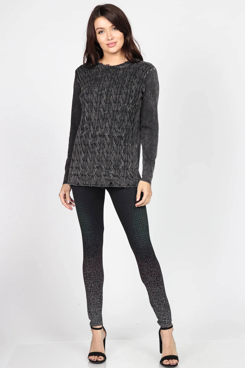 Distressed Cable Knit Tunic