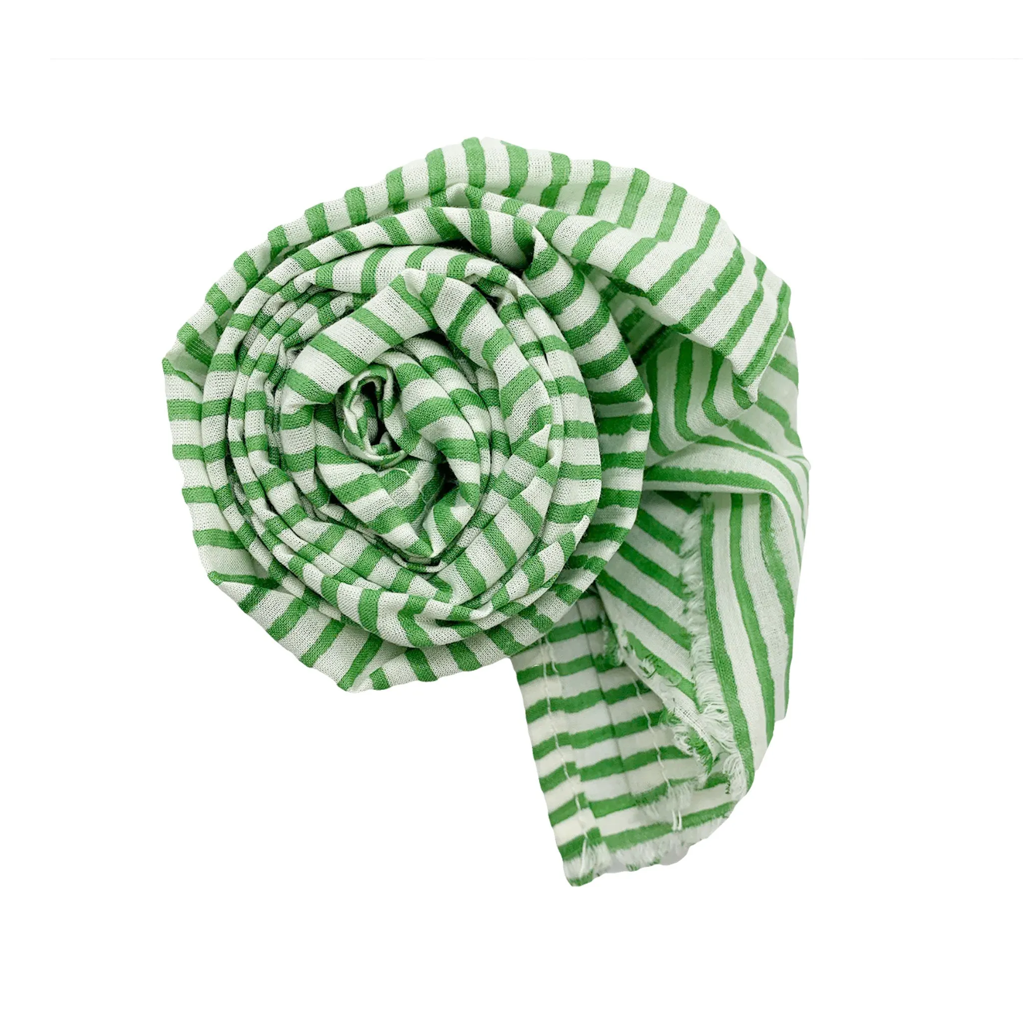 Donna Scarf in Green Classic Stripe