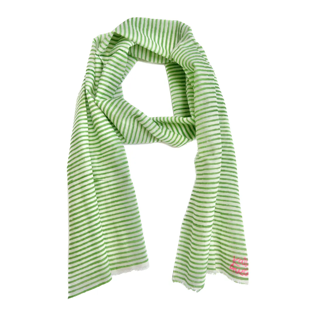 Donna Scarf in Green Classic Stripe