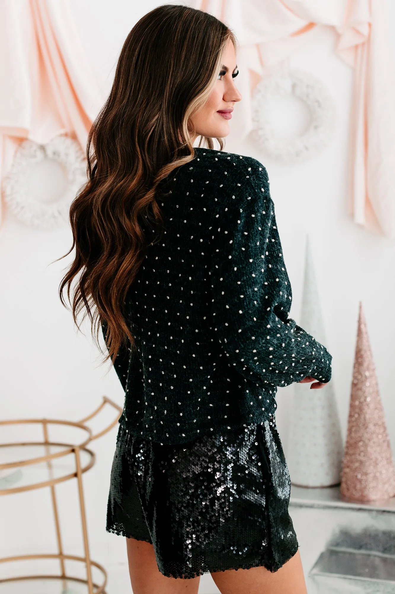 Dot What I Expected Dotted Knit Top (Black)