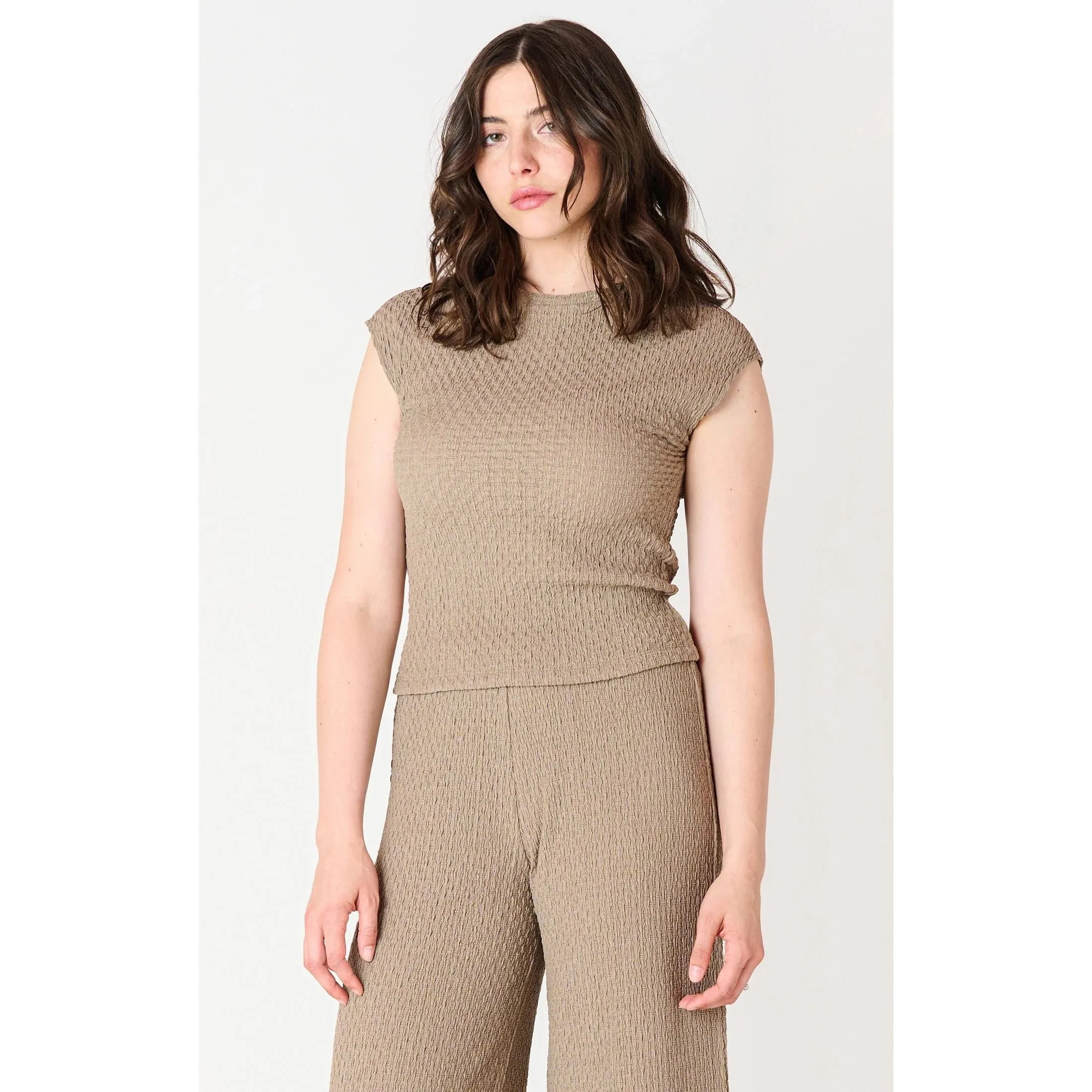 DX Textured Top-Taupe