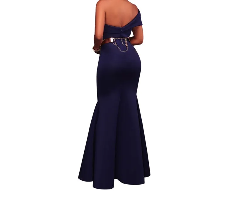 Elegant One Shoulder Party Formal evening maxi dress