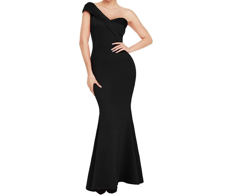 Elegant One Shoulder Party Formal evening maxi dress