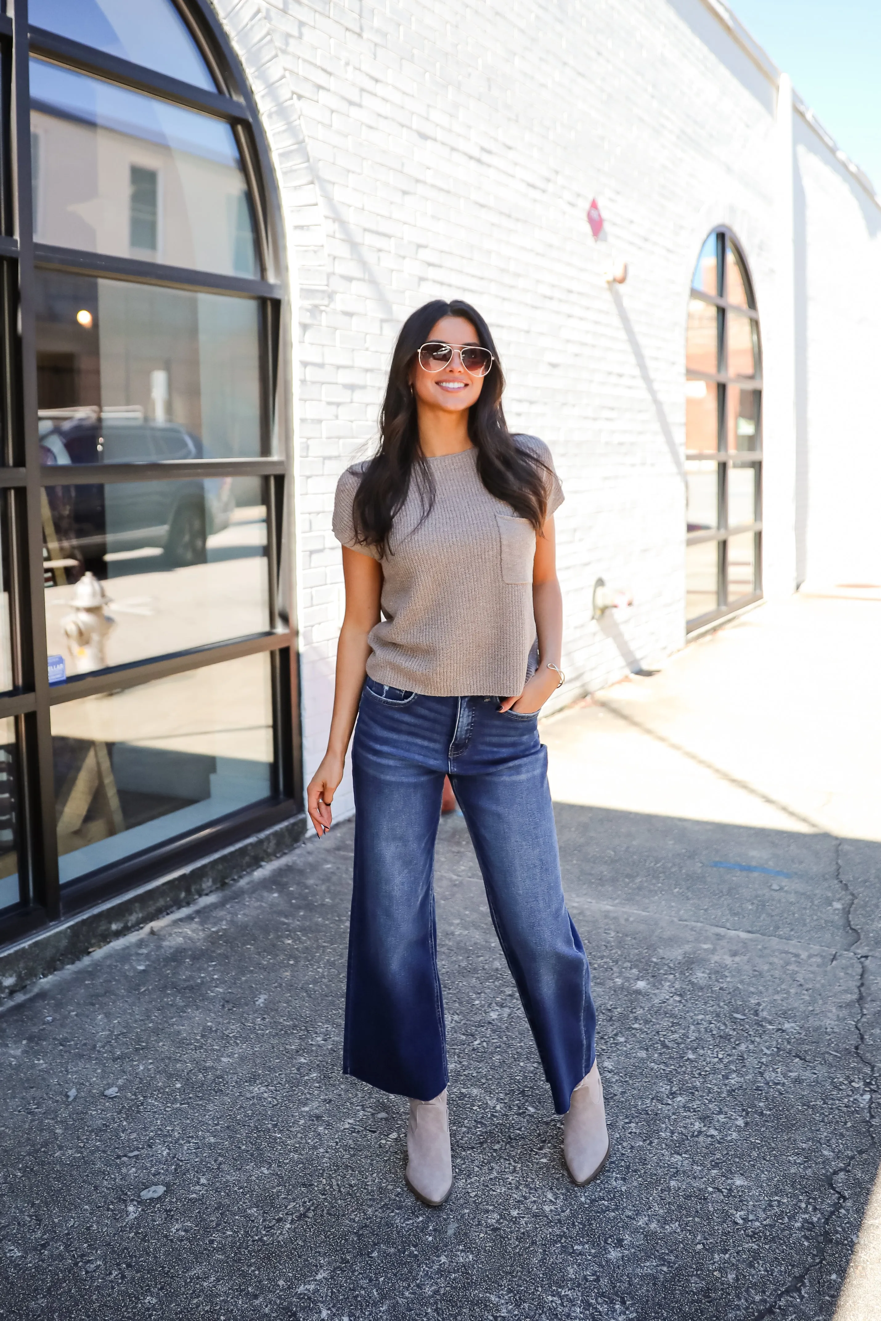 Elevated Persona Taupe Lightweight Knit Sweater Top