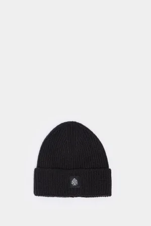 Essential Ribbed Beanie Hat - Black