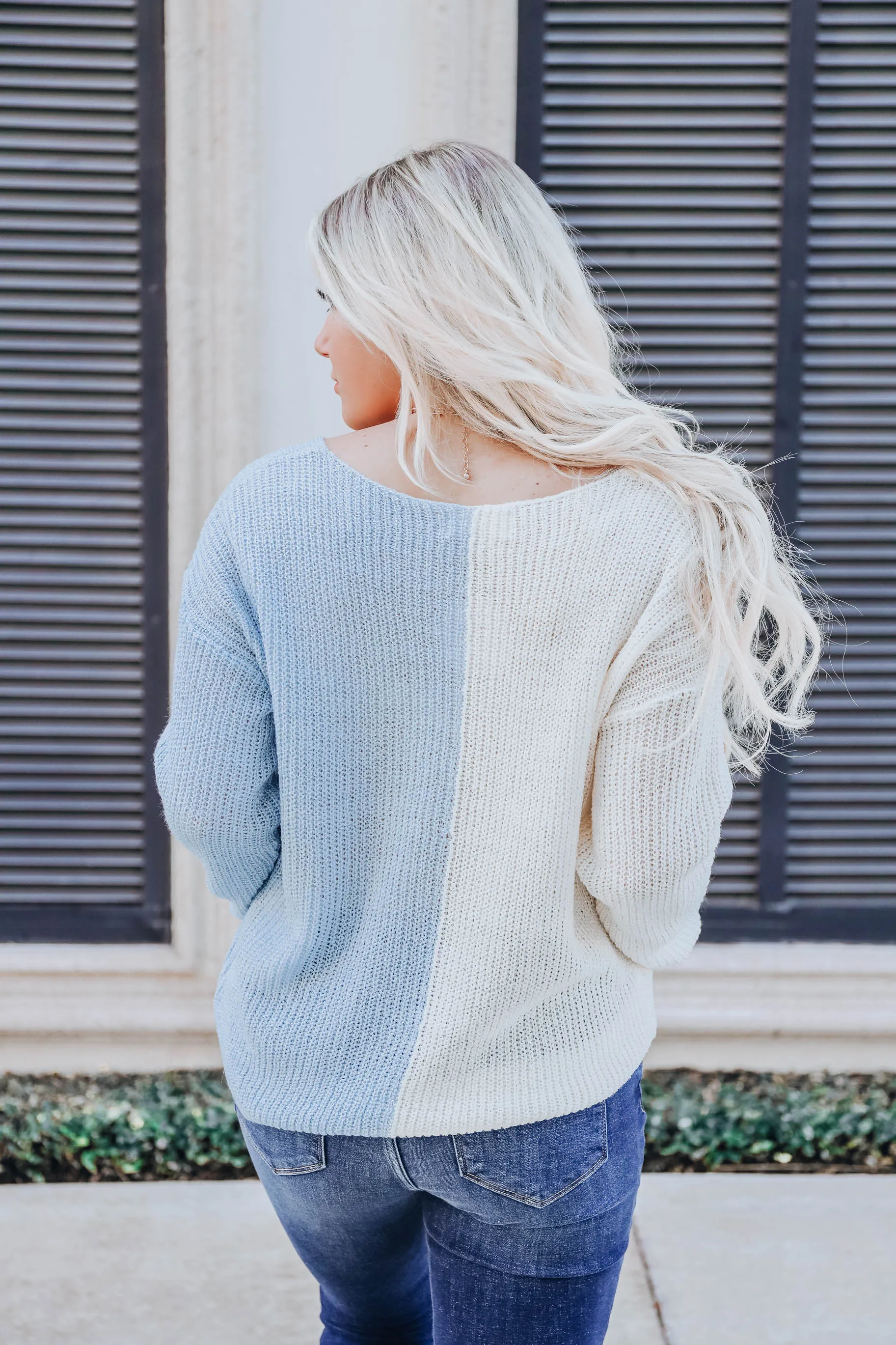 Evangeline Knit Sweater- Sky Blue