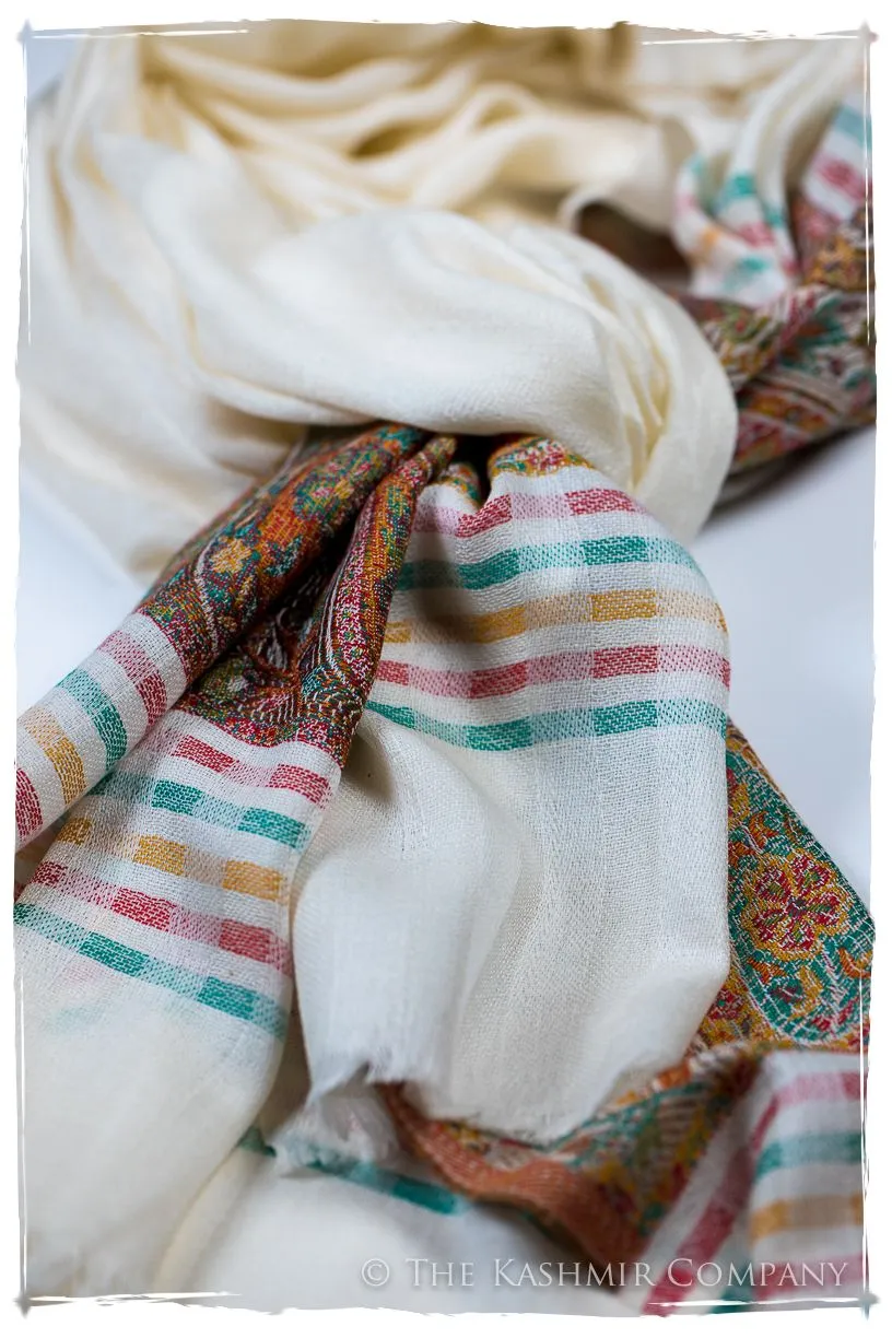 Evangelista Frontière Ivory Kashmir Wool Scarf