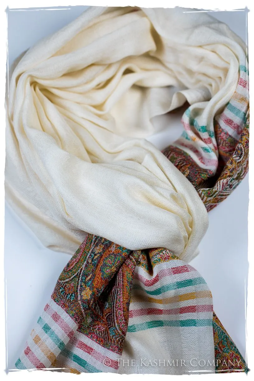 Evangelista Frontière Ivory Kashmir Wool Scarf