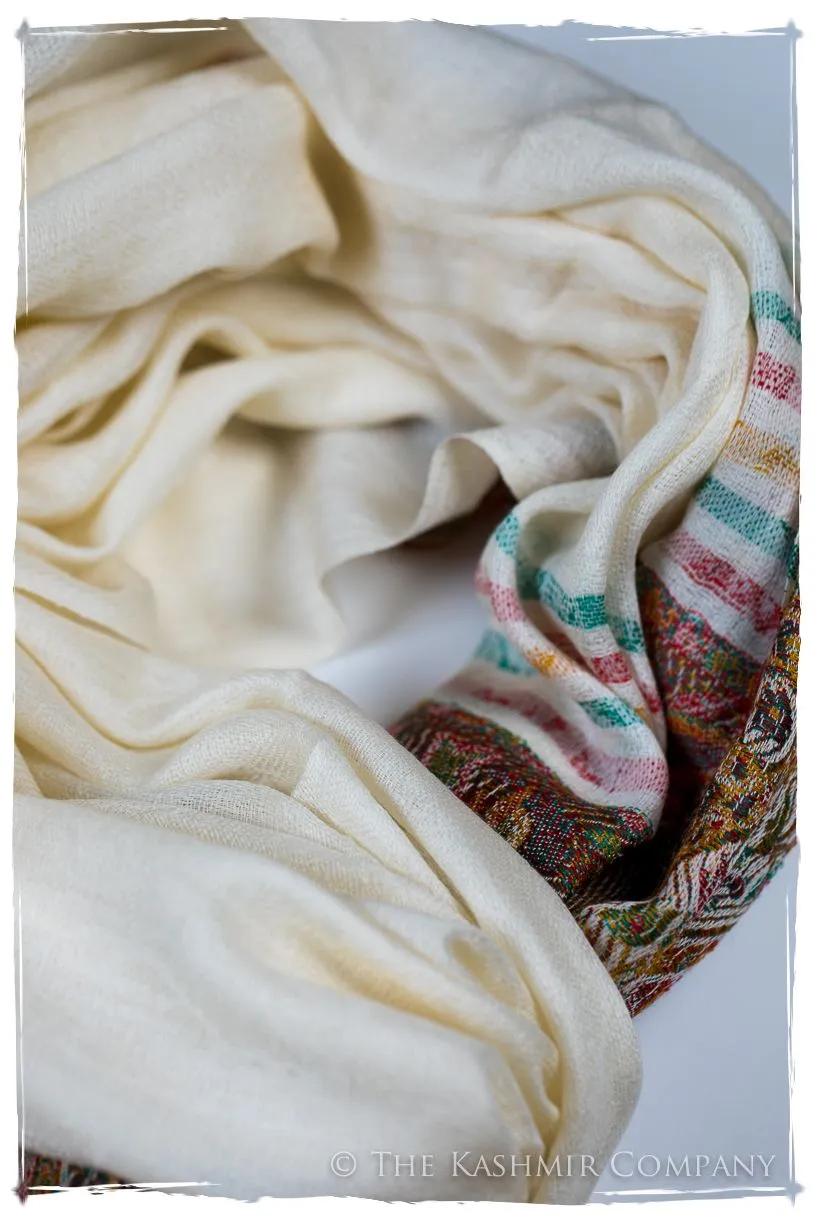 Evangelista Frontière Ivory Kashmir Wool Scarf