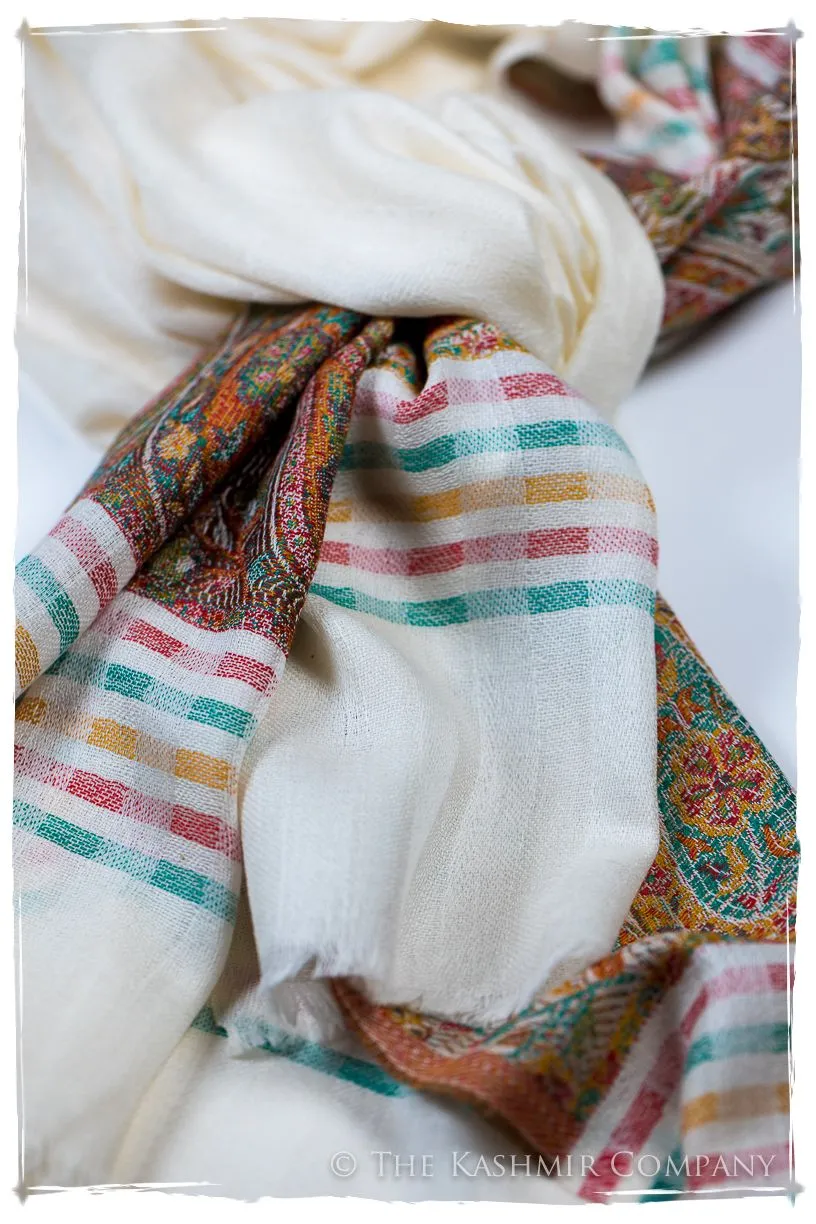 Evangelista Frontière Ivory Kashmir Wool Scarf