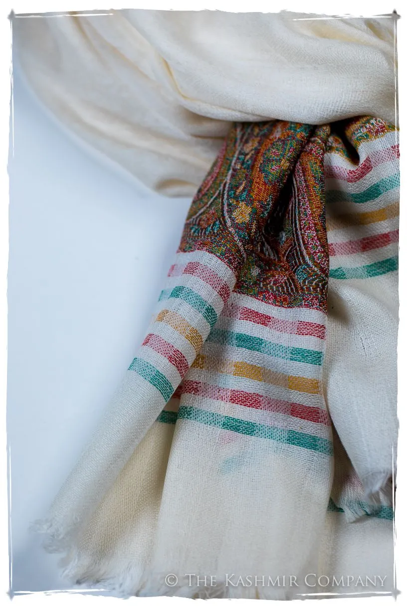 Evangelista Frontière Ivory Kashmir Wool Scarf