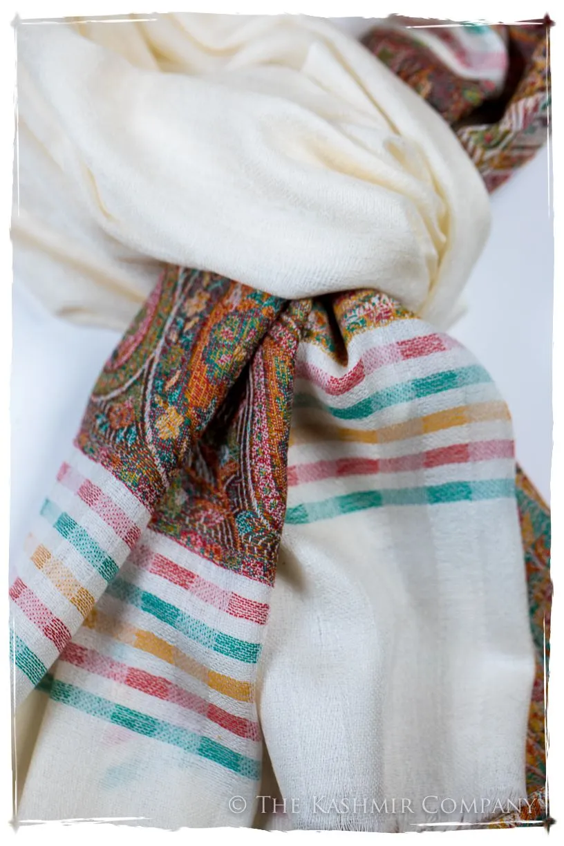 Evangelista Frontière Ivory Kashmir Wool Scarf