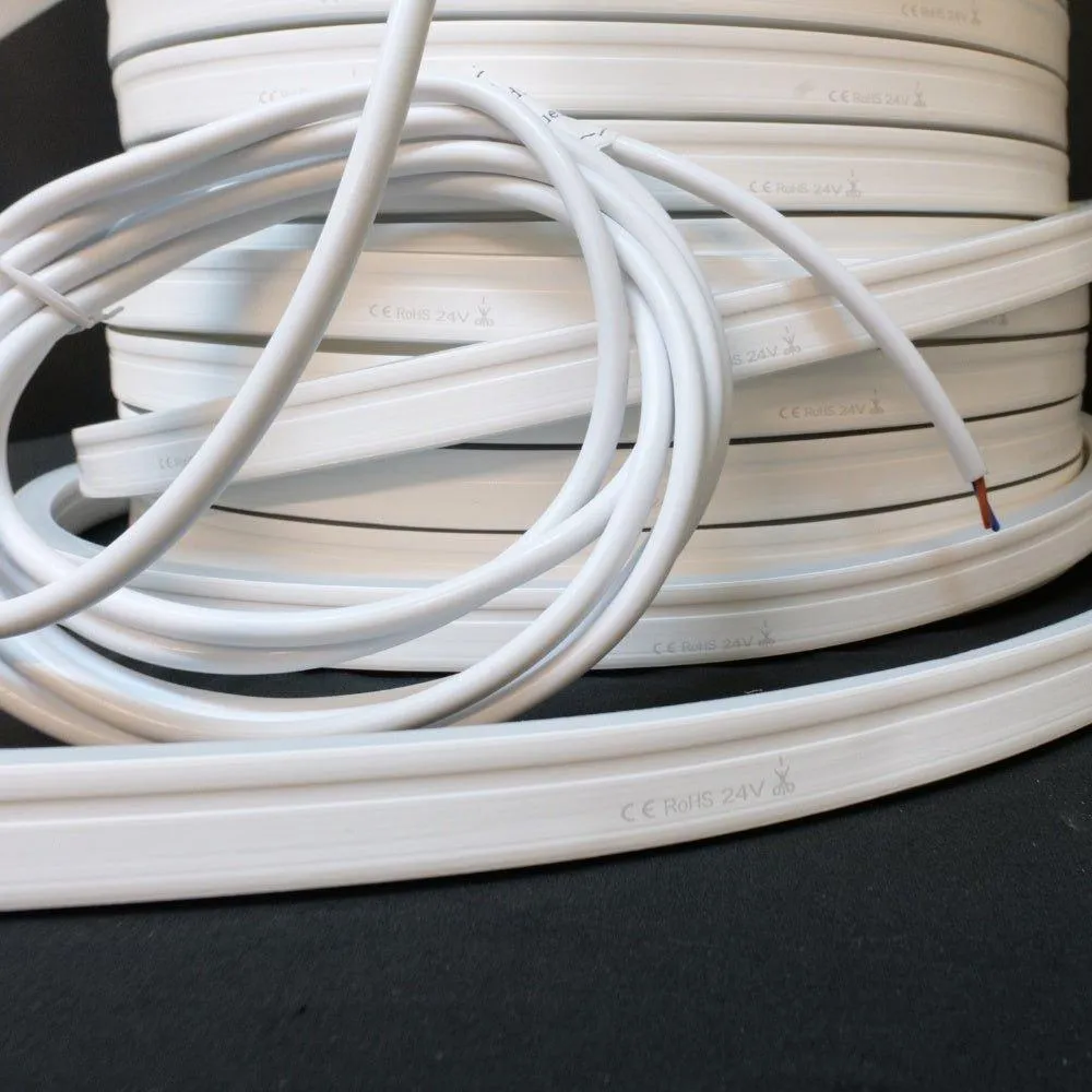 Extra Long Warm White Neon Flex 48V 10x20mm IP68 Waterproof 30m