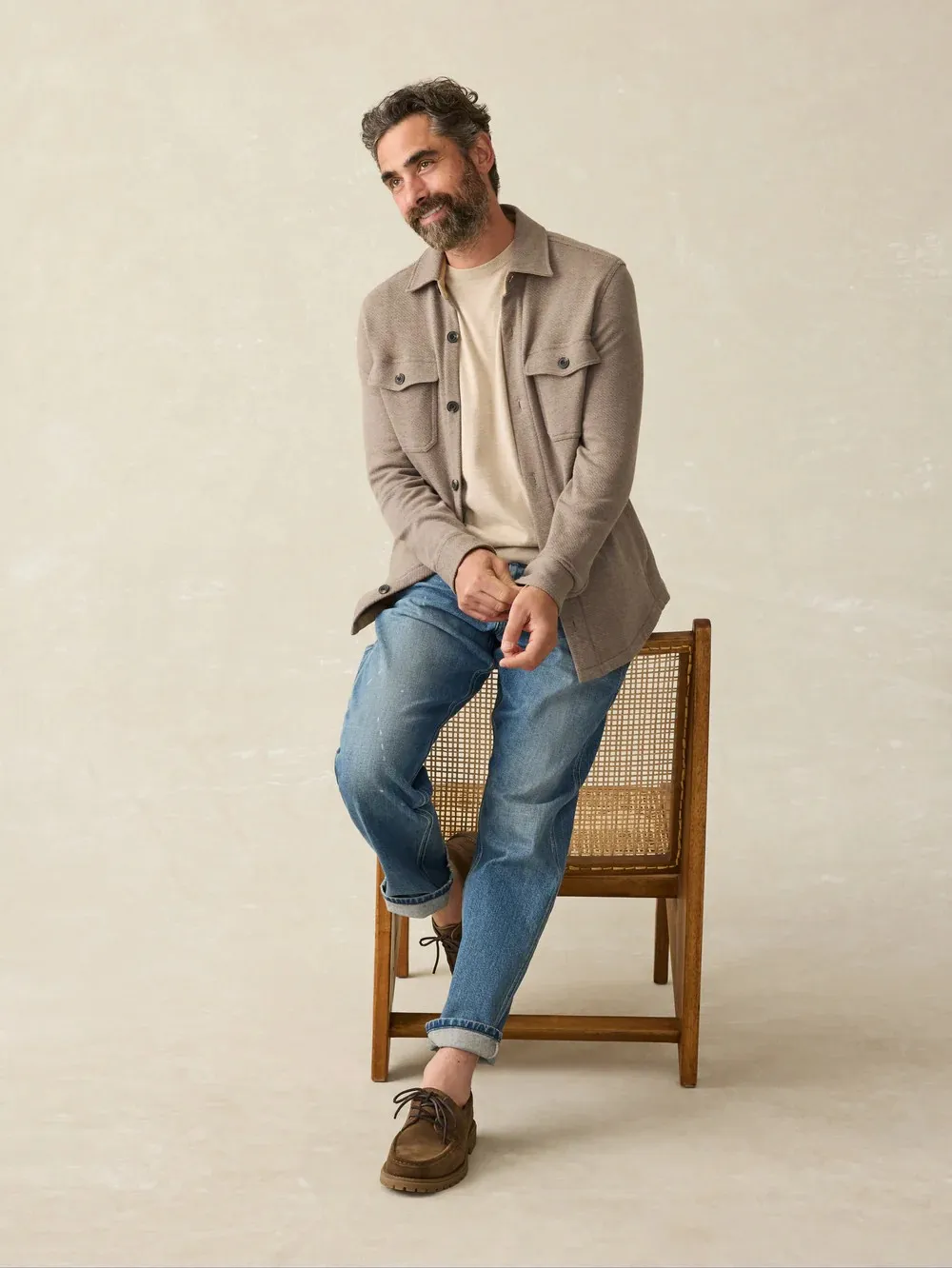 Faherty Movement Crewneck Sweater - Soft Dune Heather