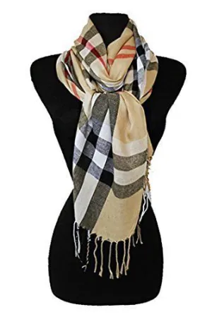 Fashion Secrets Women Super Soft Long Checked Plaid Pashmina Wrap Shawl Scarf