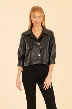 Faux Leather Cropped Jacket