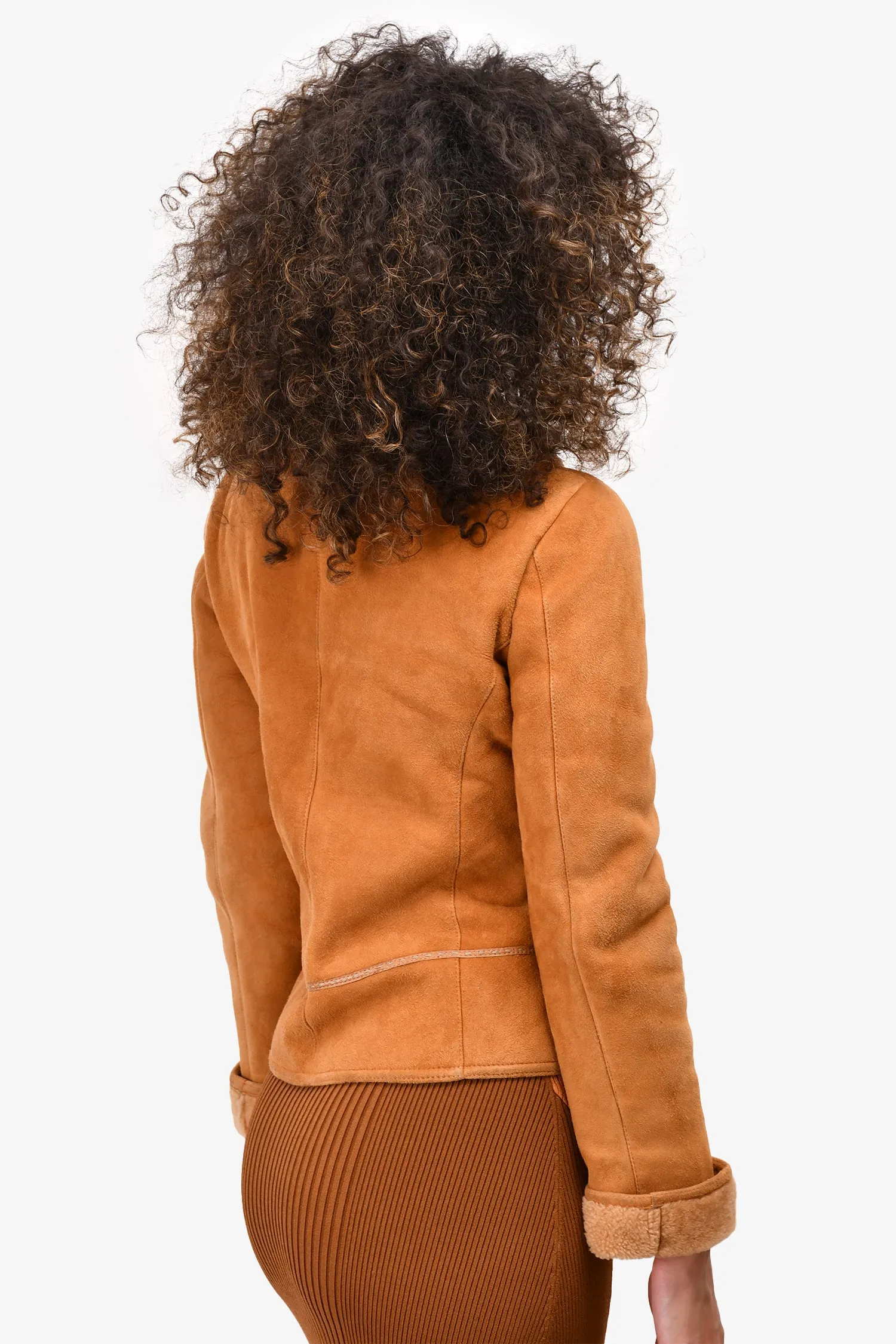 Fendi Tan Shearling Zip Jacket Size 40 (As Is)