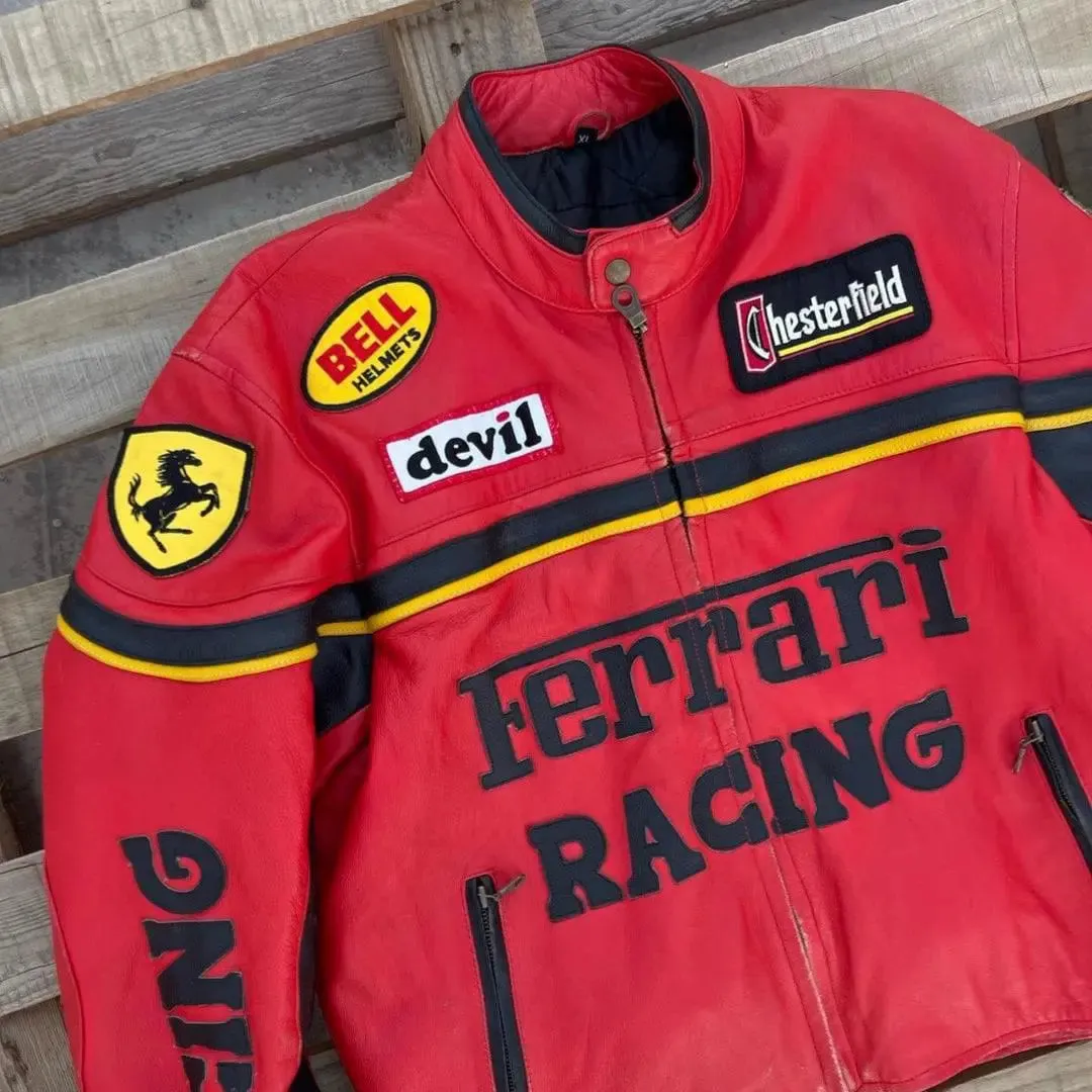 Ferrari Red Leather Jacket