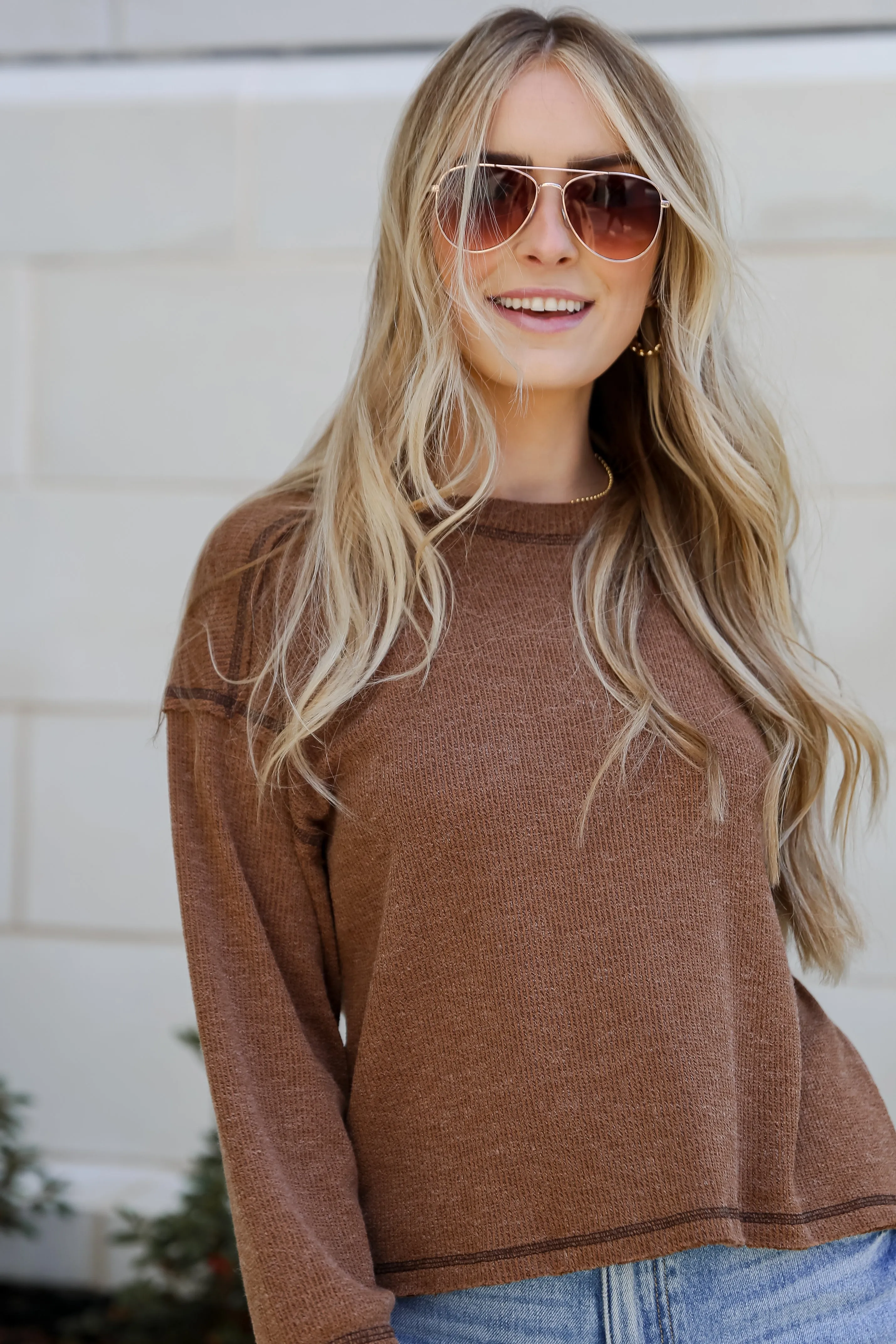 FINAL SALE - Everyday Brilliance Brown Lightweight Knit Top