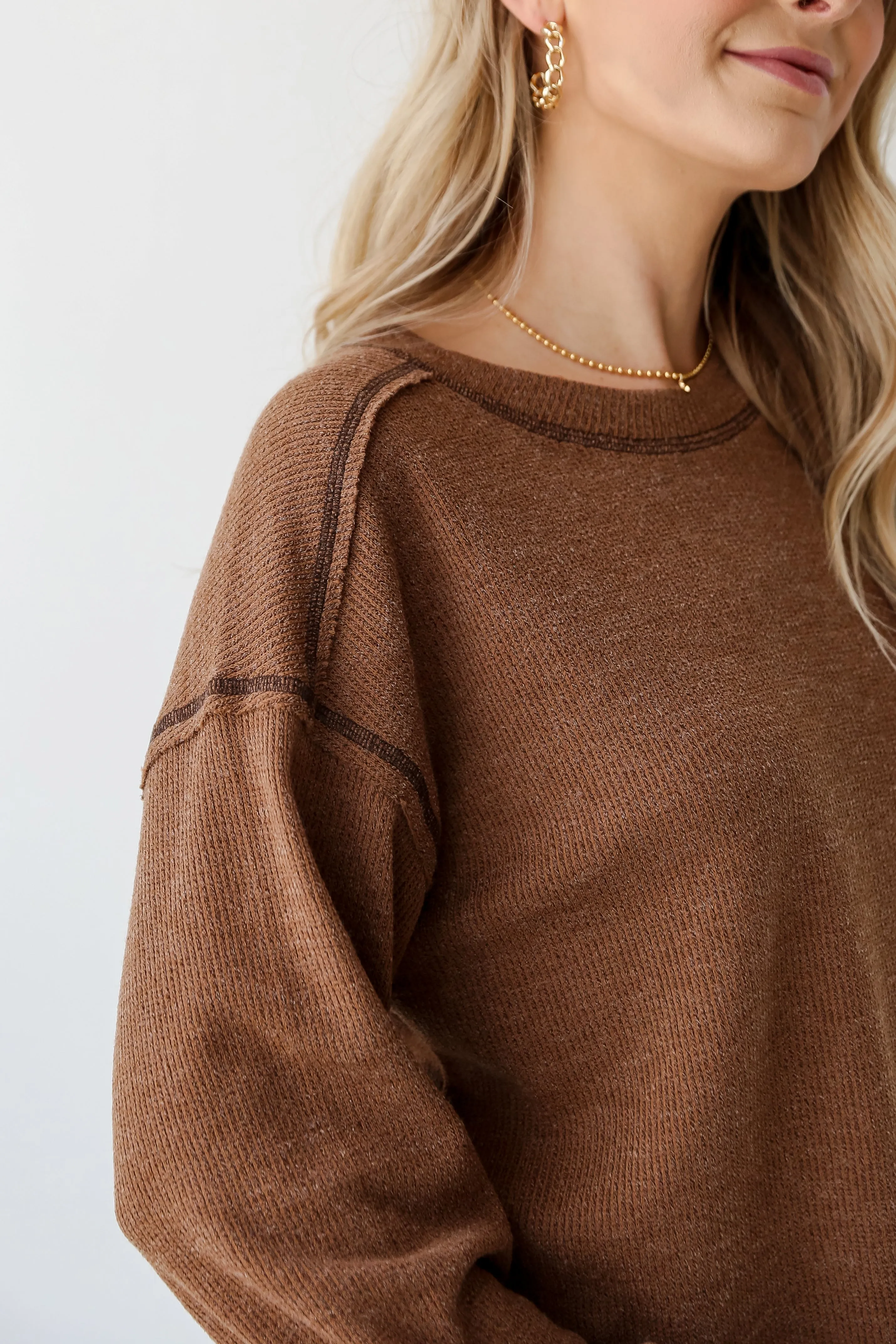 FINAL SALE - Everyday Brilliance Brown Lightweight Knit Top