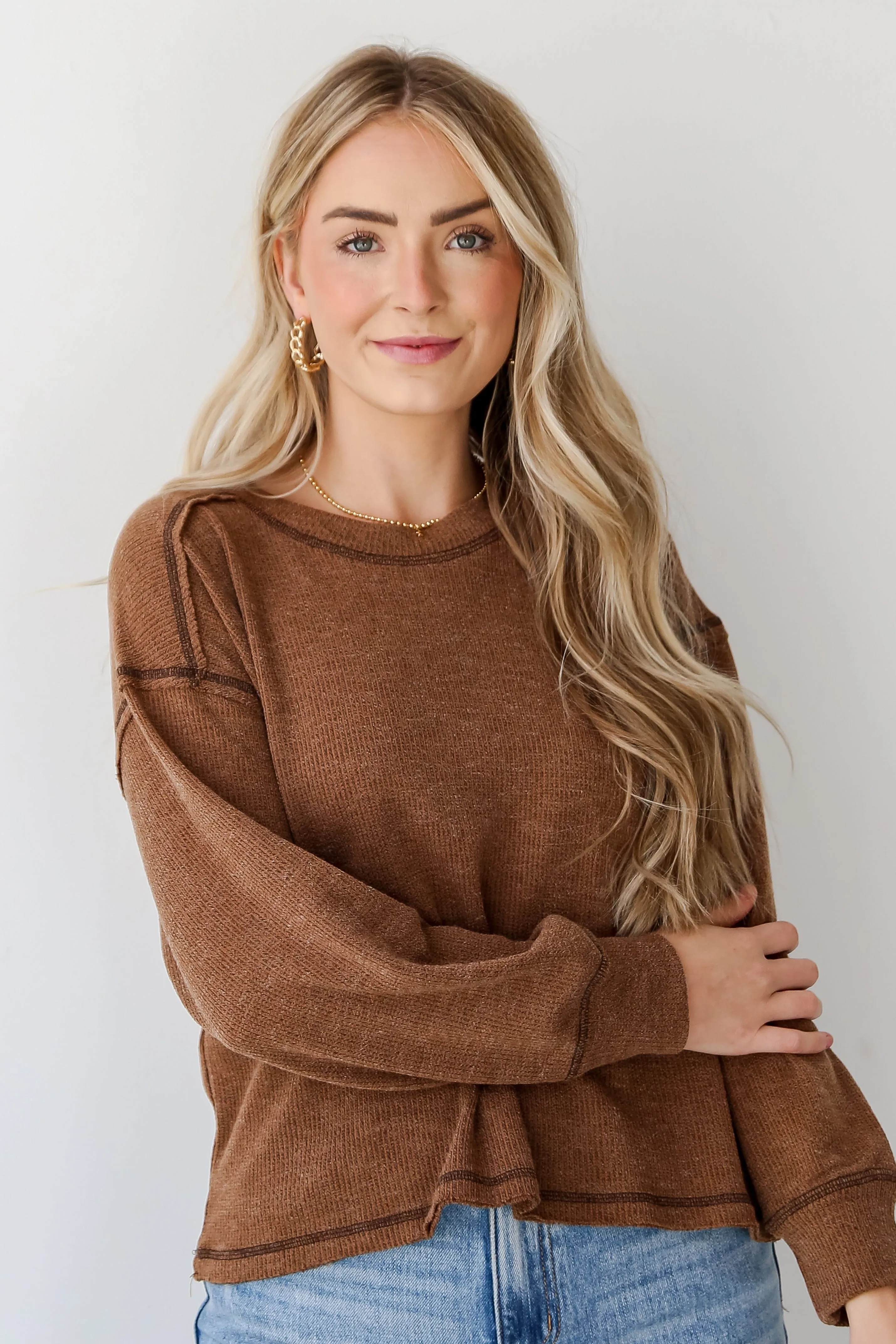 FINAL SALE - Everyday Brilliance Brown Lightweight Knit Top