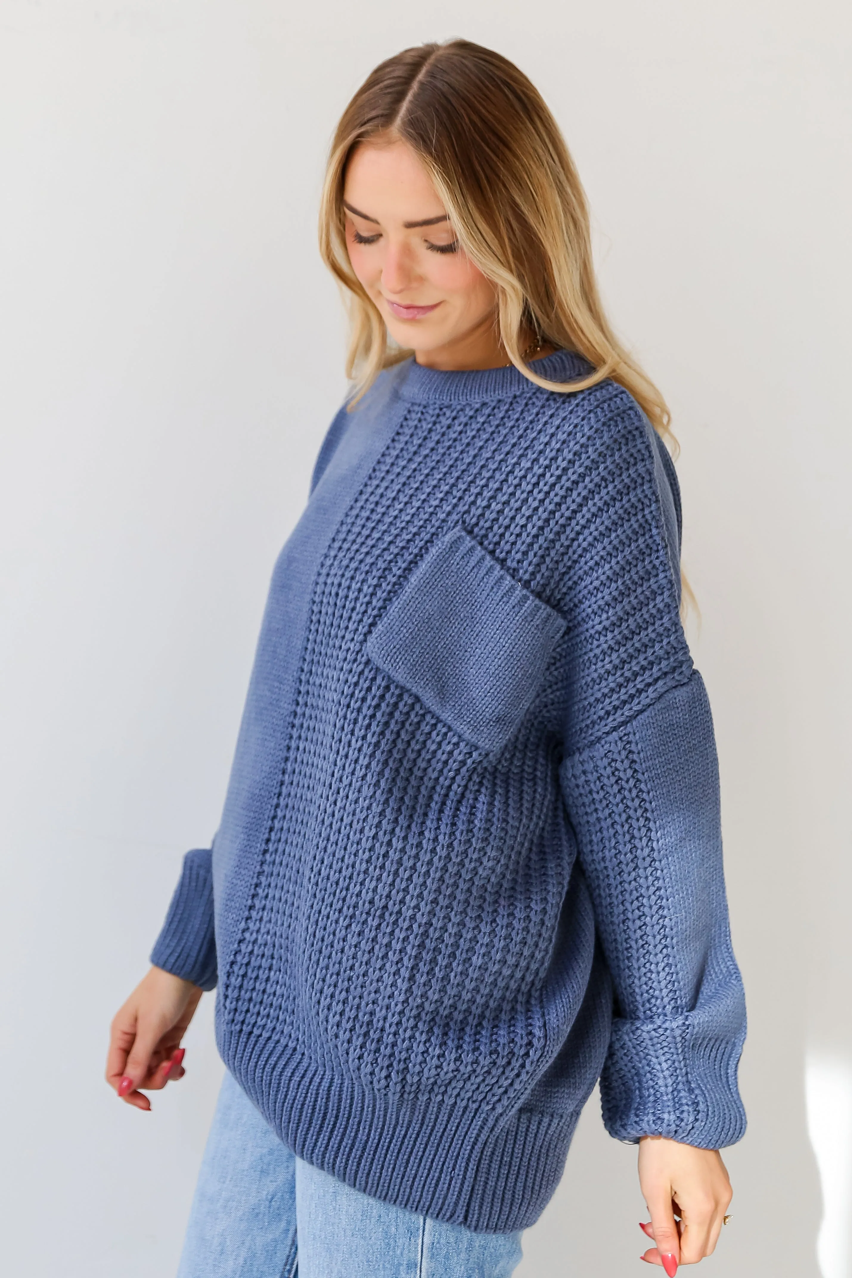 FINAL SALE - Toasty Vibes Denim Oversized Sweater