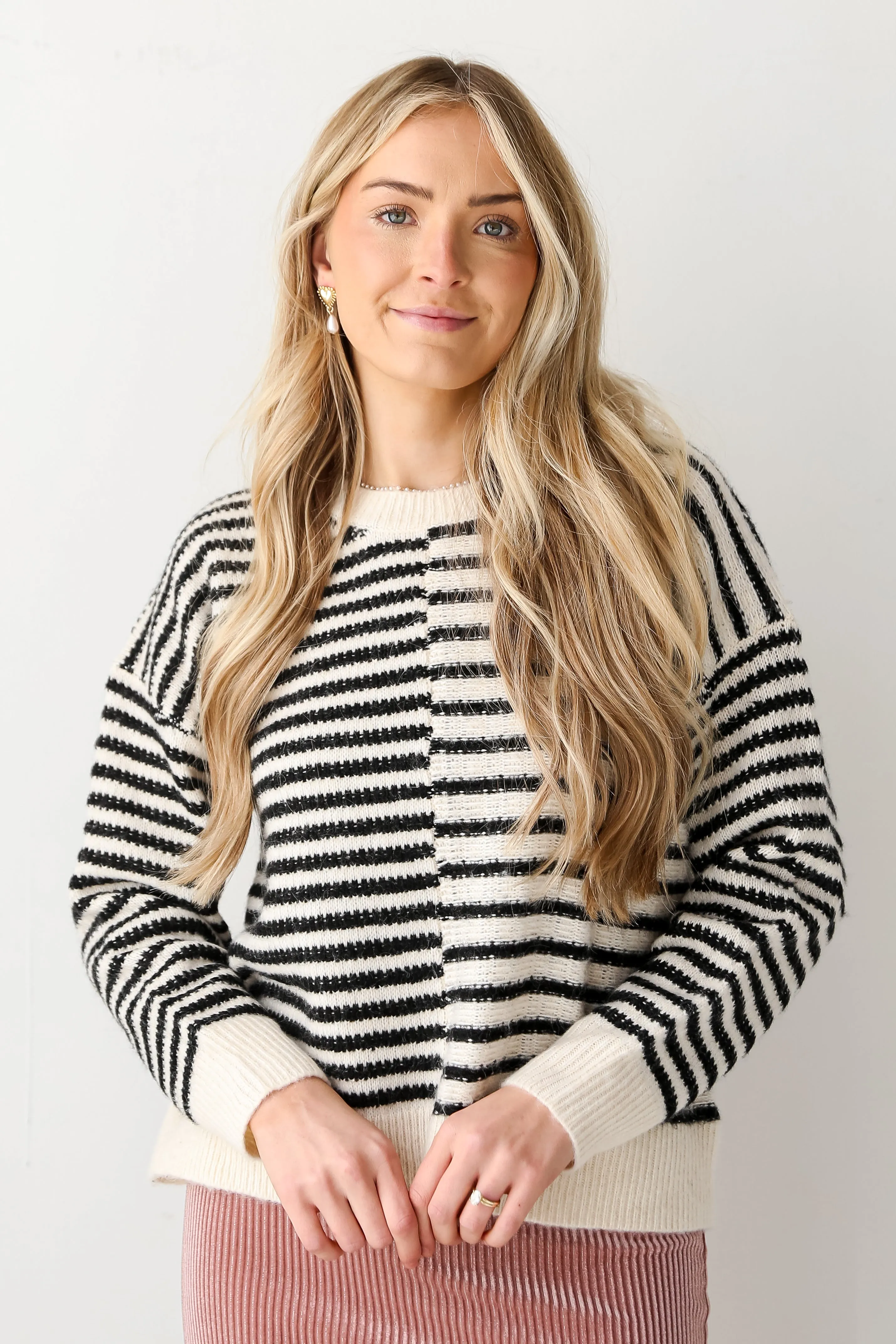 FINAL SALE - Warmest Intentions Cream Striped Sweater