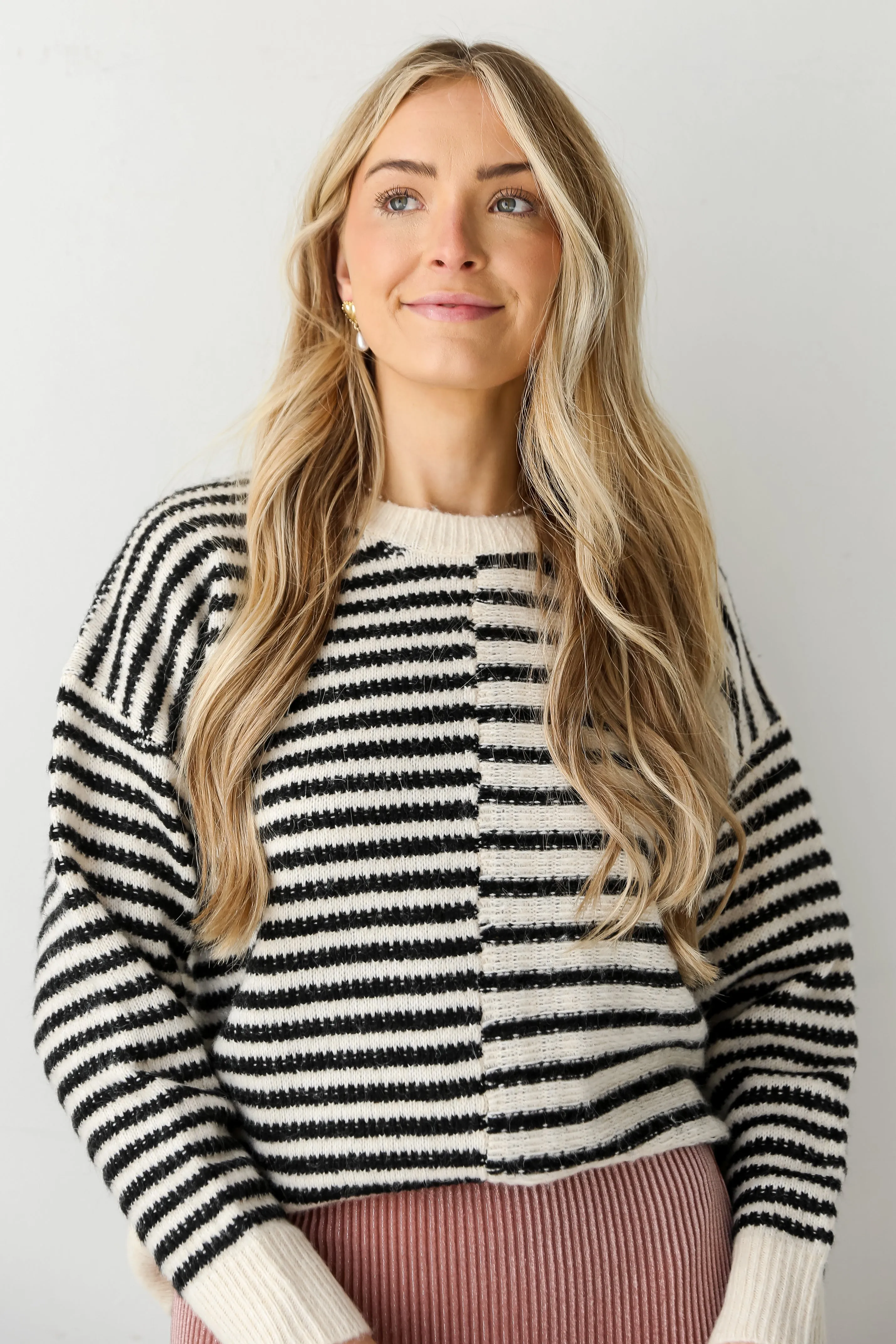 FINAL SALE - Warmest Intentions Cream Striped Sweater