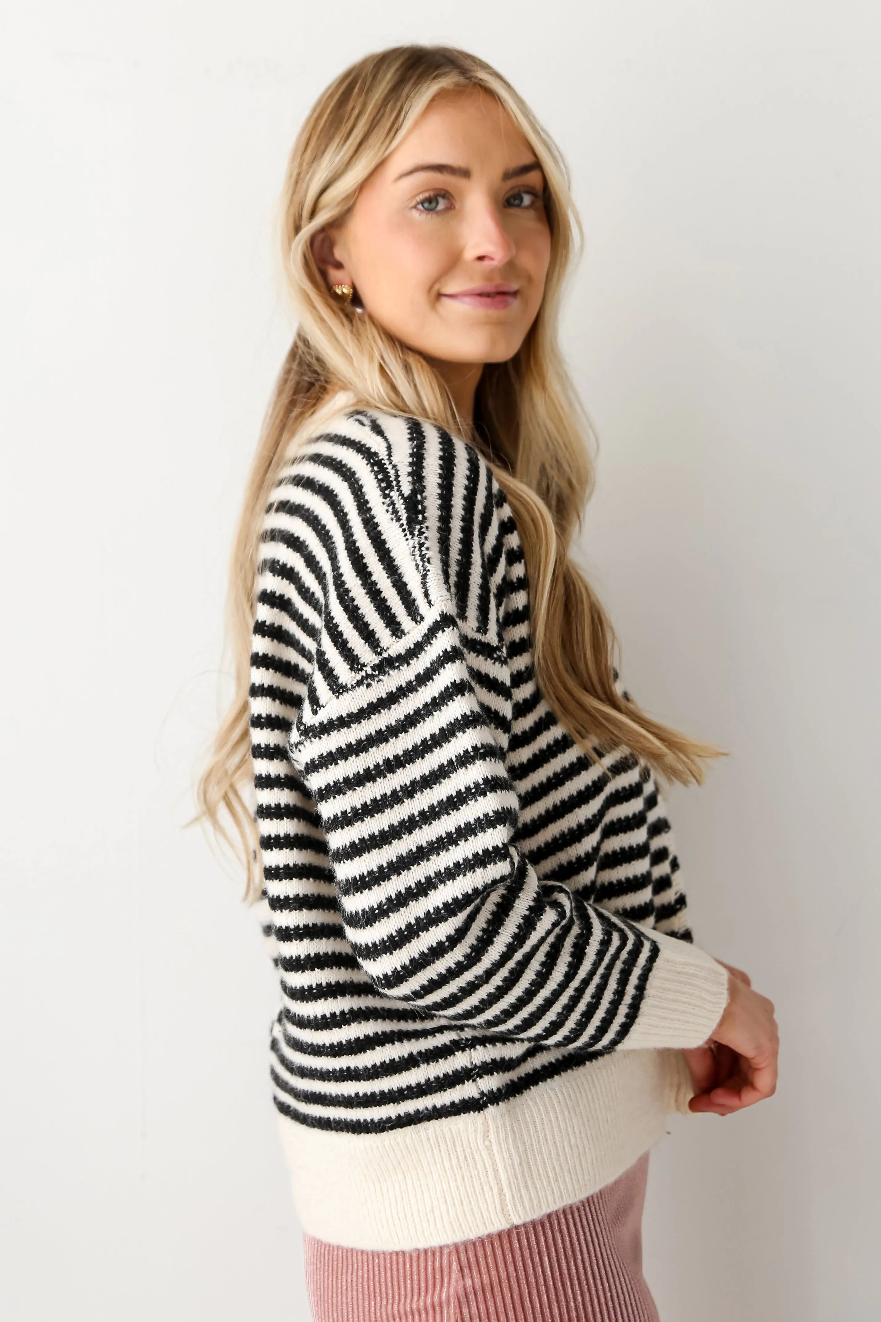 FINAL SALE - Warmest Intentions Cream Striped Sweater