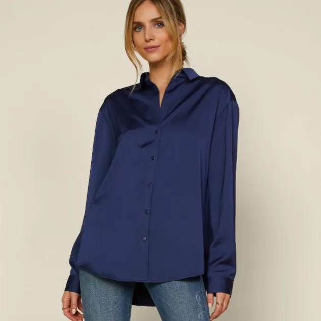 Finding Love Satin Button Down Shirt