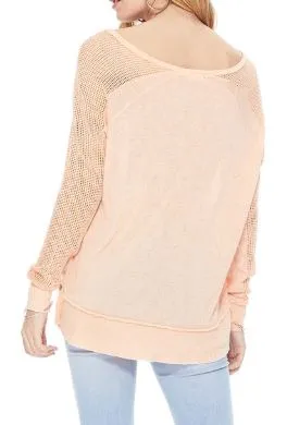 Fishnet Sleeve Tunic Knit Top