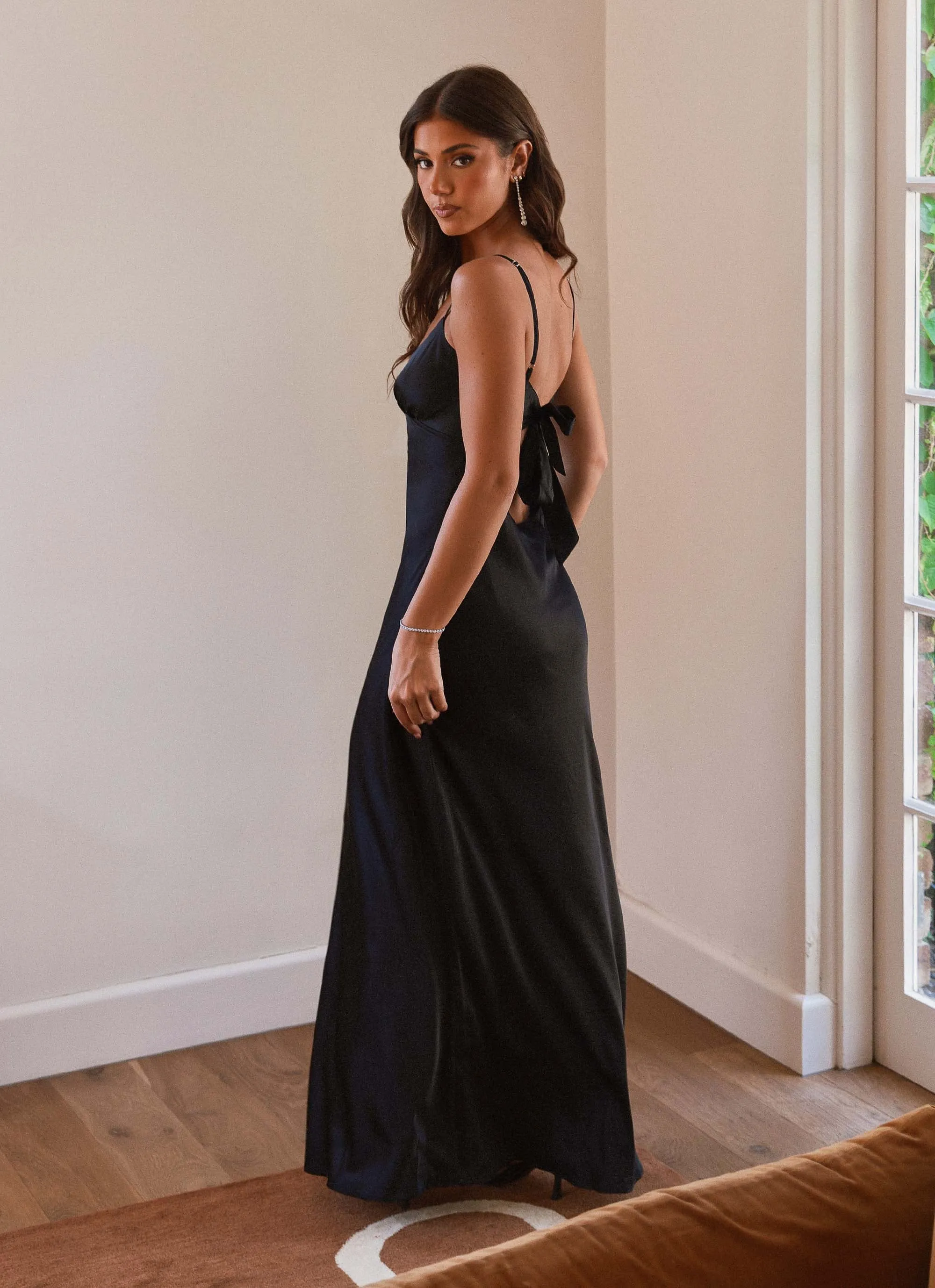 Flora Satin Maxi Dress - Midnight