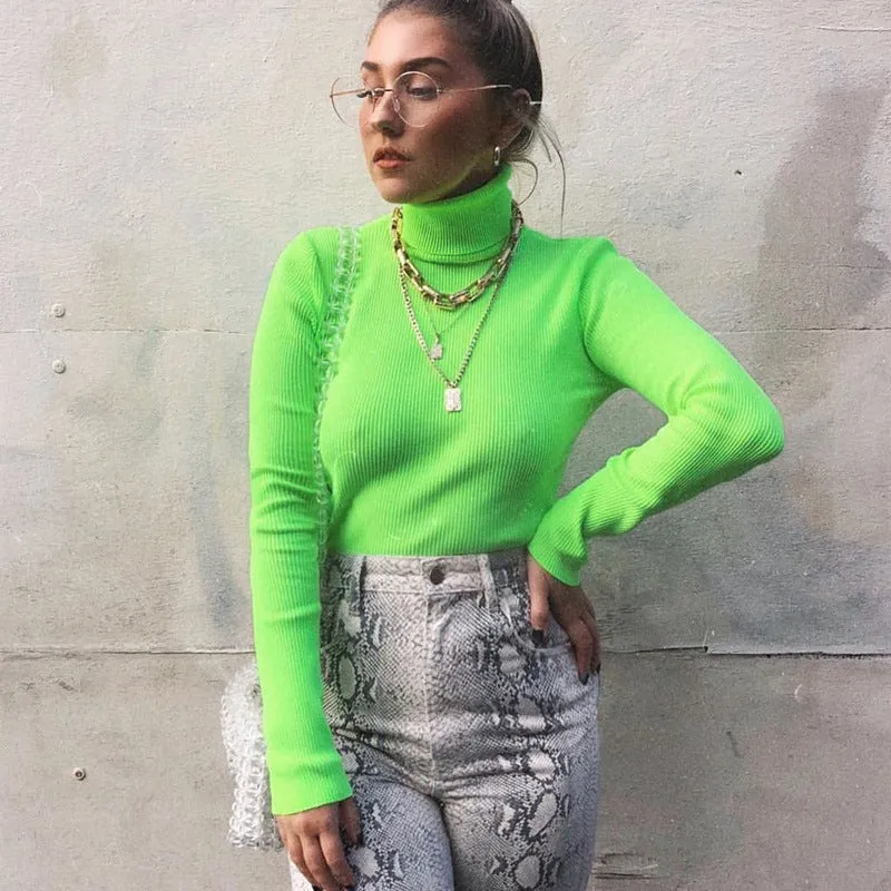 Fluorescent Turtle Neck Top