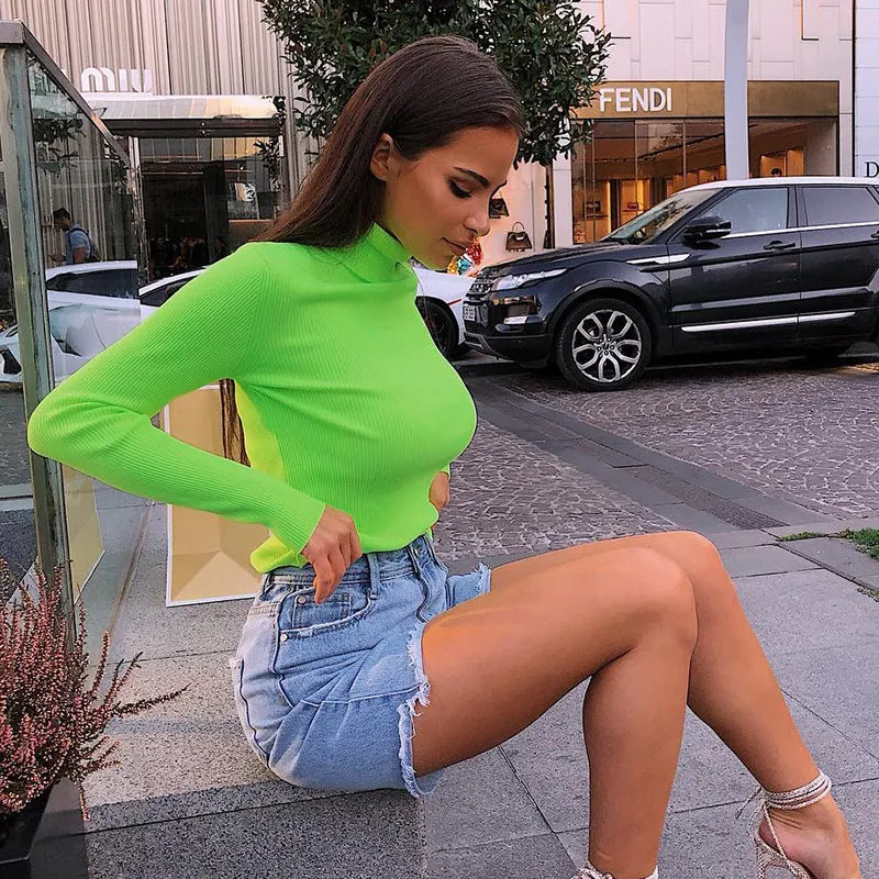 Fluorescent Turtle Neck Top