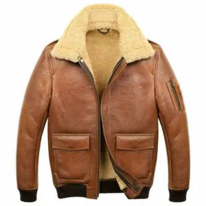 Flying Aviator Fur Leather Jacket