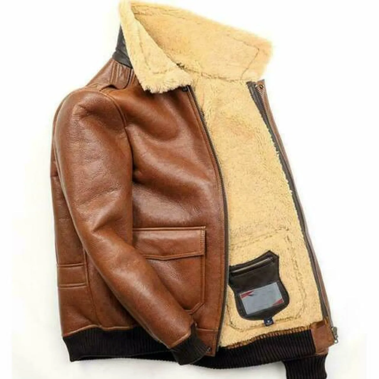 Flying Aviator Fur Leather Jacket