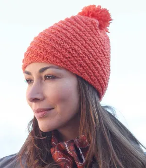 Free Diagonal Stitch Pompom Hat Pattern