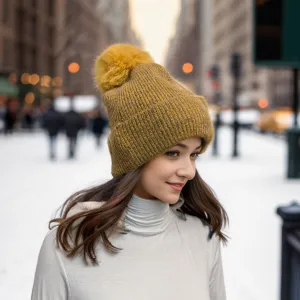 Free Sequin Faux Fur PomPom Hat - 3 Assorted