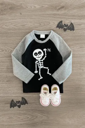 Friendly Skeleton Waffle Knit Top